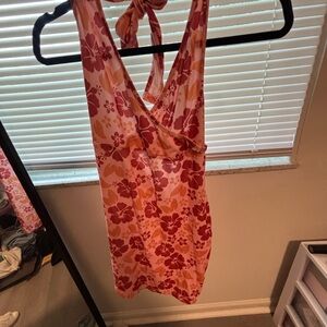 Floral Pink and Orange Halter Dress